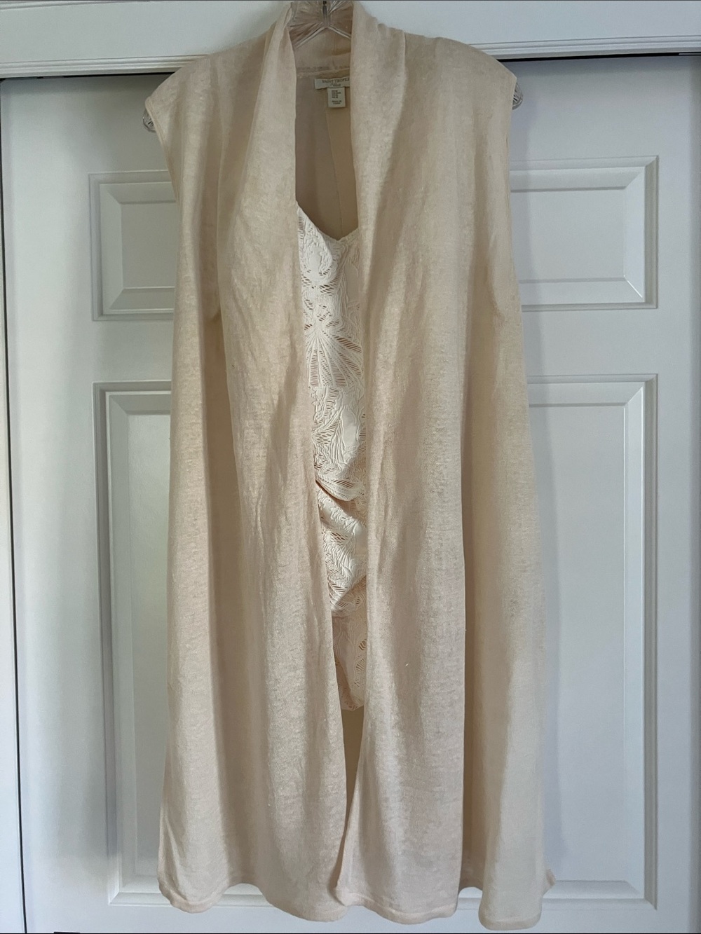 Saint Tropez West 100% Linen Cream Sleeveless Swim Coverup
